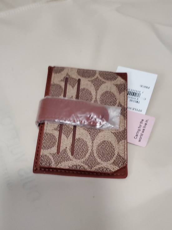 Coach Handbags - Card Holder in Tan and Brown Canvas